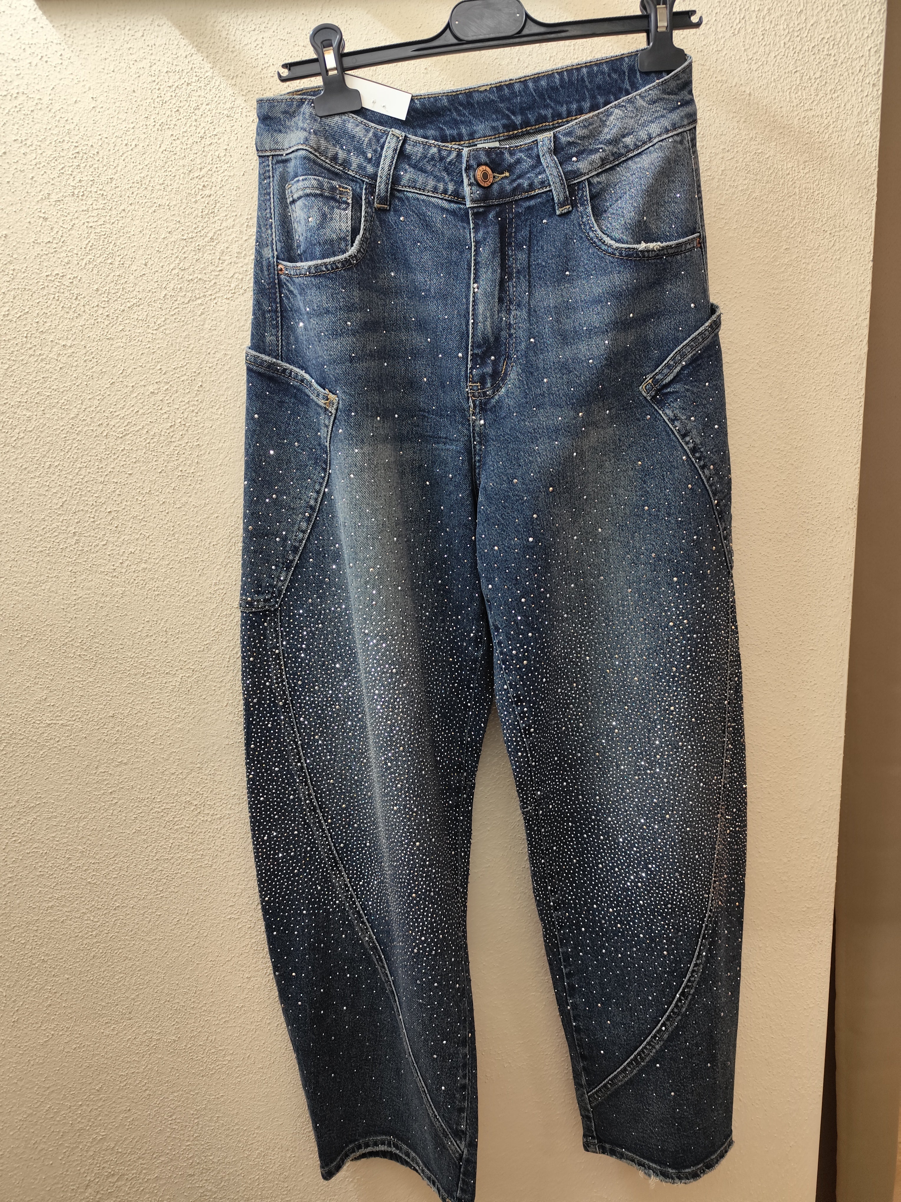 Jeans ballon brillantinato